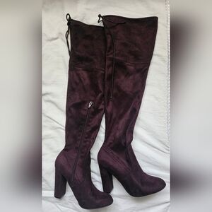 Elegant Burgundy Over-the-Knee Women's Boots